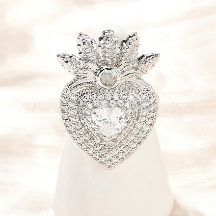 Латунные кольца из манжеты с прозрачным цирконием RJEW-P155-04A-P-1