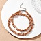 Dyed Natural Freshwater Shell Nuggets Beaded Necklaces, with 304 Stainless Steel End Chains, Stainless Steel Color, Camel, 15.83 inch(40.2cm)