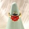 Brass Enamel Adjustable Open Cuff Rings for Women, Cadmium Free & Lead Free, Ladybird, Real 16K Gold Plated, Real 16K Gold Plated, 15x15mm