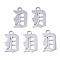 Tarnish Resistant 201 Stainless Steel Pendants, Laser Cut, Old English, Alphabet, Stainless Steel Color, Letter.D, 17.5x10.5x1mm, Hole: 2mm