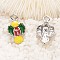 Christmas Decoration Alloy Enamel Pendants, Platinum, 19x10.5x3mm, Hole: 2mm