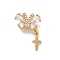 Brass Micro Pave Cubic Zirconia Beads, Butterfly with Star, Real 18K Gold Plated, 20.5x14.5x6mm, Hole: 1.8mm