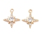 Brass Micro Pave Clear Cubic Zirconia Charms, Cadmium Free & Lead Free, Star, Real 14K Gold Plated, 14x12x2.5mm, Hole: 1.2mm