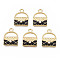 Rack Plating Alloy Enamel Pendants, with Crystal Rhinestone, Cadmium Free & Nickel Free & Lead Free, Bag, Black, 16x12.7x3mm, Hole: 1.6mm