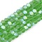 Transparent Glass Beads Strands, Faceted, Frosted, Half AB Color Plated, Rondelle, Green, 3.5~3.8x3mm, Hole: 0.4mm, about 105~110pcs/strand, 29~31cm