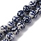 Handmade Blue and White Porcelain Beads Strands, Round, Prussian Blue, 10~11mm, Hole: 1.5mm, about 39pcs/strand, 35.5~40.5cm