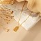 Fashionable 304 Stainless Steel Irregular Textured Rectangle Pendant Necklaces for Women, Real 18K Gold Plated, 15.75 inch(40cm)