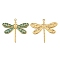 Stainless Steel Pendants, with Enamel, Golden, Dragonfly Charm, Sea Green, 27x24mm, Hole: 1.5mm