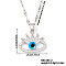 Fashionable Hip-hop Style Brass Full Crystal Rhinestone Crown Blue Evil Eye Pendant Dapped Chain Necklaces for Women, Platinum, 15.75 inch(40cm)