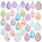 32Pcs 16 Style Spray Painted 201 & 340 & 430 Stainless Steel Pendants, Etched Metal Embellishments, Teardrop Charm, Mixed Color, 38.5~50x23.5~37x0.5mm, Hole: 1.2~2mm, 2pcs/style