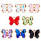 32Pcs 8 Colors Alloy Glass Charms, Butterfly Charm, Faceted, Gold, Mixed Color, 10x13x4.5mm, Hole: 1.6mm, 4pcs/color