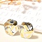 304 Stainless Steel Two Tone Stud Earrings, Golden & Stainless Steel Color, Flower, 23x24.5mm