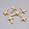 Brass Tiny Cross Charms, Golden, 13x8.5x2.5mm, Hole: 1.4mm