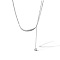 304 Stainless Steel Curved Bar Pendant Necklaces, Tassel Ball Necklaces for Women, Platinum, 16.54 inch(42cm)