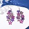 430 Stainless Steel Flower Dangle Earrings, with Iron Earring Hooks, Platinum, Medium Orchid, 74mm