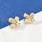 Flower Brass Micro Pave Clear Cubic Zirconia Stud Earrings, Rack Plating, Lasting Plated, Cadmium Free & Lead Free, Golden, 9x9mm