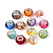 Transparent Resin Rondelle European Beads, with Gold Foill & Silver Tone Brass Double Cores, Large Hole Beads, Mixed Color, 13.5~14x8.5~9mm, Hole: 4.8~5mm