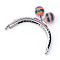 Iron Purse Frame Handle, with Striped Resin Beads, for Bag Sewing Craft Tailor Sewer, Platinum, Salmon, 63x80~82x9.5mm, Hole: 1.5mm
