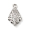 Brass Micro Pave Clear Cubic Zirconia Charms, Cadmium Free & Nickel Free & Lead Free, Shell Shape, Platinum, 14x8x3mm, Hole: 1mm