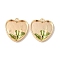 Brass Enamel Pendants, Cadmium Free & Nickel Free & Lead Free, Heart Charm, Real 18K Gold Plated, 18x17x3mm, Hole: 2mm