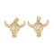 Brass Micro Pave Clear Cubic Zirconia Pendants, Cattle Head Charm, Long-Lasting Plated, Cadmium Free & Lead Free, Real 18K Gold Plated, 20x24x5mm, Hole: 4x3.5mm