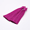 Nylon Tassels Big Pendant Decorations, Fuchsia, 83~92x9~10mm, Hole: 1.5~4mm