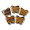 Natural Tiger Eye Pendants, Butterfly Charms, 27.5~30x32~34x8mm, Hole: 2mm