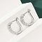 Brass Clear Cubic Zirconia Hoop Earrings, Twist, Platinum, 14.5x3.5x14mm