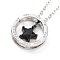 Cubic Zirconia Star Pendant Necklace, Word You Are The Favorite of My Life Brass Jewelry for Men, Gunmetal & Platinum, 22.56 inch(57.3cm)