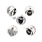 Printed Wood European Beads, Halloween Theme Beads, Round, White, 16x15mm, Hole: 4mm
