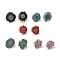 Natural Dyed Quartz Stud Earrings, with Brass Findings, Flat Round, Golden, Mixed Color, 14~22x14~22x5~6mm, Pin: 0.7mm