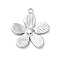 304 Stainless Steel Pendants, Anti-Tarnish, Flower Charm, Stainless Steel Color, 17.5x16x2mm, Hole: 1.6mm