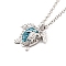Aquamarine Rhinestone Sea Turtles Pendant Necklace for Women, Platinum, 18.11x0.08 inch(46x0.2cm)