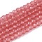 Imitation Jade Glass Beads Strands, Round, Faceted, Light Coral, 3x2.5~3mm, Hole: 0.7~0.8mm, about 133~137pcs/strand, 13.78~14.37''(35cm)