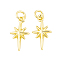Rack Plating Brass Pendants, Cadmium Free & Lead Free, Long-Lasting Plated, Star, Real 18K Gold Plated, 17x9x2mm, Hole: 1mm