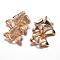 Long-Lasting Plated Brass Links connectors, Flower, Cadmium Free & Lead Free, Real 18K Gold Plated, Light Gold, 24x16x3.5mm, Hole: 1mm