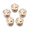 Plating ABS Plastic Beads, Flat Round with Moon & Star, Light Gold Plated, 9x4mm, Hole: 1.5mm