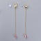 Stud Earrings, with Bicone Austrian Crystal Beads, Plastic & Brass Ear Nuts, Real 18K Gold Plated Brass Cubic Zirconia Ear Stud Findings and Cardboard Boxes, 223_Light Rose, 87mm, Pin: 0.8mm