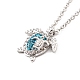 Ожерелье с подвеской в виде морских черепах с аквамарином и стразами для женщин NJEW-I113-02P-1