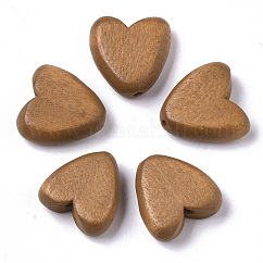 Расписные бусы из натурального дерева, сердце, Перу, 15.5x15.5x6 мм, отверстие : 1.5 мм