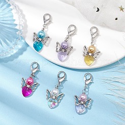 Стеклянный кулон в виде сердца ангела HJEW-JM01980