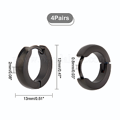 4 пара массивных серег-колец Huggie Hoop из нержавеющей стали 304&nbsp;EJEW-UN0001-87