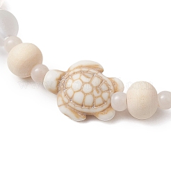 Женские эластичные браслеты из синтетической бирюзы BJEW-JB11126-01