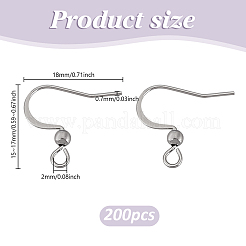 200 шт. французские крючки для сережек из нержавеющей стали 304 STAS-HY0001-68