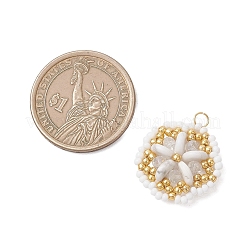 Подвески в виде цветов из натуральных драгоценных камней и стеклянного бисера&nbsp;PALLOY-MZ01211