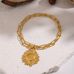 Женские ожерелья с подвеской-скрепкой в виде подсолнуха из нержавеющей стали 304&nbsp;FG6952