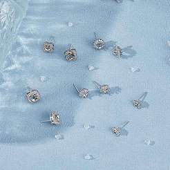 5 пара 5 стилей латунных сережек-гвоздиков&nbsp;FIND-HS0001-12