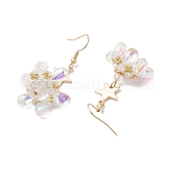 Серьги-подвески из стеклянных бусин в форме звезды&nbsp;EJEW-MZ00428-03