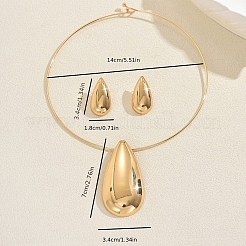 Комплекты из железного колье-капли и серег-гвоздиков для женщин HI1205