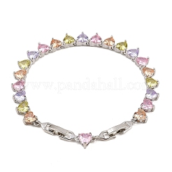 Теннисные браслеты из платиновой латуни с микропаве из кубических цирконий&nbsp;BJEW-B160-01P-01